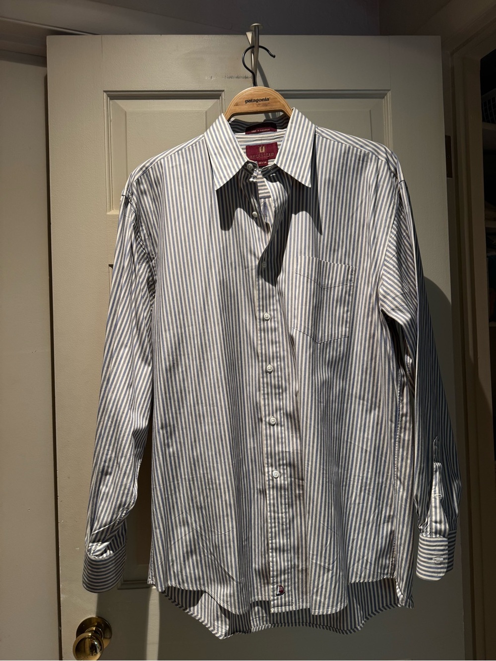 Nordstrom Blue and White Vertical Stripe Dress Shirt- medium